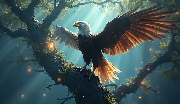 The eagle on the magic tree