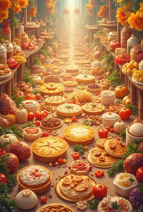 I need an image , Where you can find a lot of food