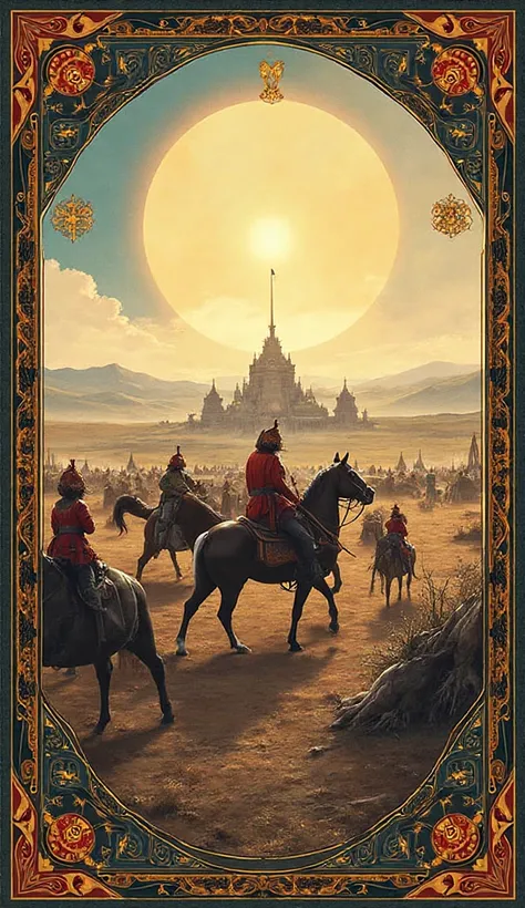 no, it's too many everyday items. I need a cover for the conference program, with 1 drawing on the Golden Horde and an ornament ...