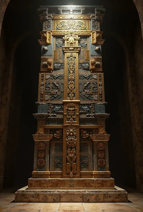 I imagine a Pharaonic grill made of stone and silver and its edges are made of gold. It has many layers and is underground