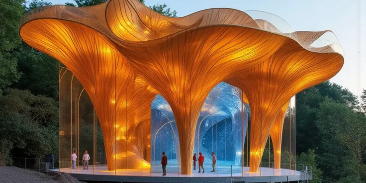 mix of cool and warm colors, show The Eden Project in surreal (blend (Buckminster Fuller) x (Lee Bontecou) x (H.R. Giger) x (Cri...