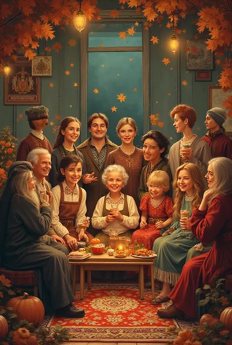 make a poster for a happy October Day for an evening of rest in the USSR theme