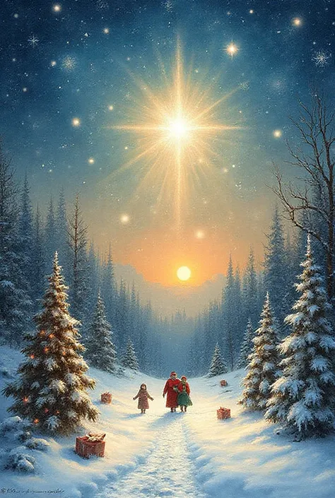 Draw a beautiful picture that fits the theme of Christmas, "Let's see the world in the glory of God's love."the people help poor...