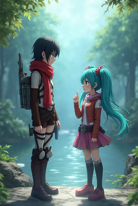 Mikasa Ackerman Hanging Out With Hatsune Miku (Anime Version)
