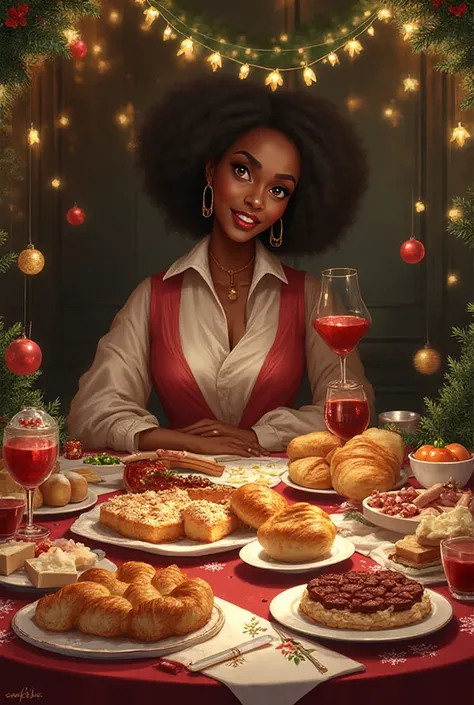 Gladys Christmas brunch on. The. Dec 2025pastelle blackcake sponge cake crossiant turkey sand ham slicedsorrel drink