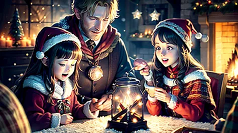 (best quality,4k,highres,masterpiece:1.2),ultra-detailed,(realistic:1.37),Harry Potter magical Christmas living room,illustratio...