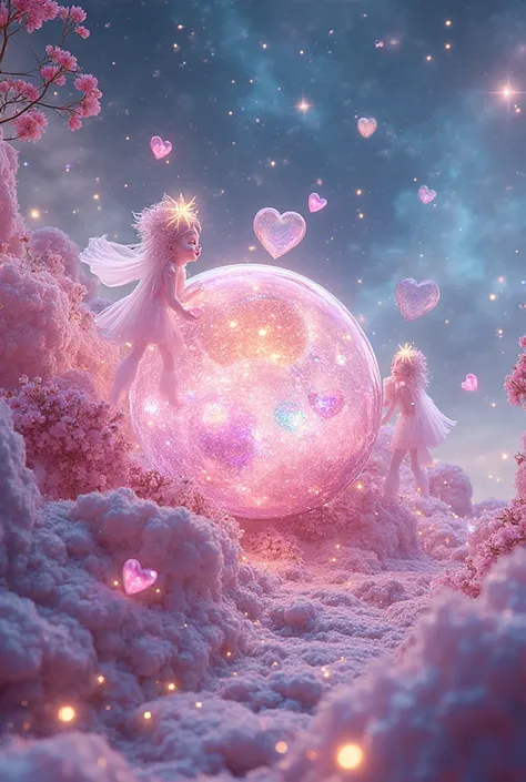 ((8K)), ((ultra-detailed hyper-realistic cosmic lighting)), pastel aurora glow, fine glitter dust, refractive crystal details.
a...