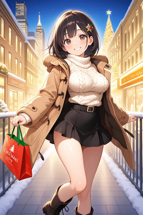 Highest Image Quality,high definition,one girl,solo,Same girl,
dark haired,Bob,brown eyes,D Cup Breasts,hair ornaments,cable kni...