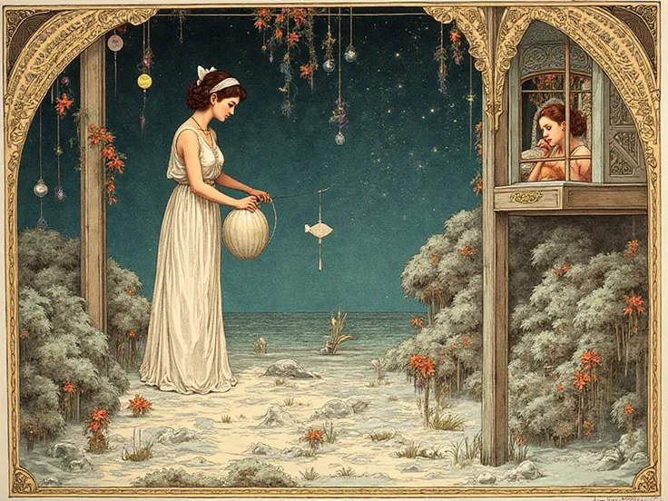 Cosei Kawa, Kay Nielsen, Dugald Stewart Walker, Cecile Walton, Hand-colored copperplate engraving, Japanese Anime, Art Nouveau, ...