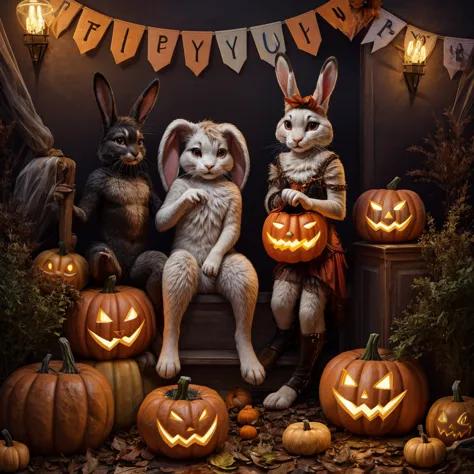 Halloween party with rabbits