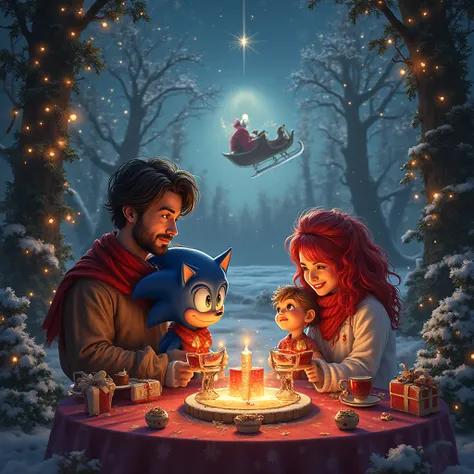 Hello I want you to help me create an image for our Christmas shirts I want it to be an image of a family celebrating their Chri...