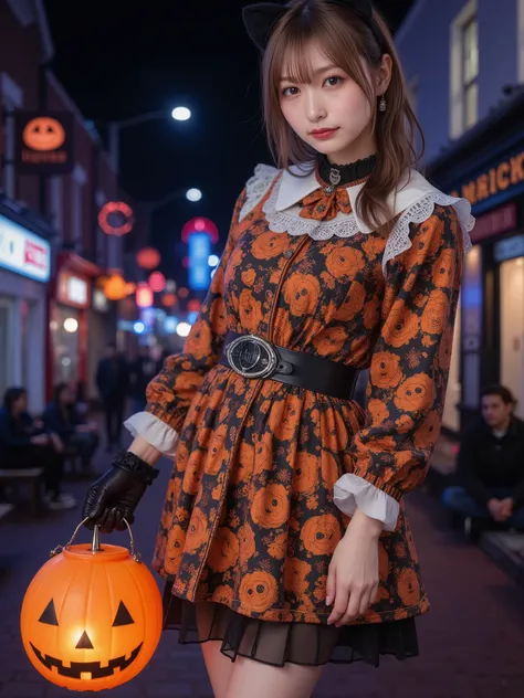 (Highest Quality、Table Top、8k、best image quality、超A high resolution:1.5, An old town like London、There are lots of pumpkin lante...