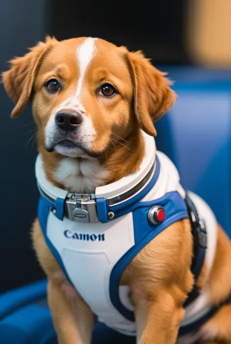 The best cell phone wallpaper, Award-Winning Wallpaper, portrait photography, In the front view is a portrait of a cute dog wear...