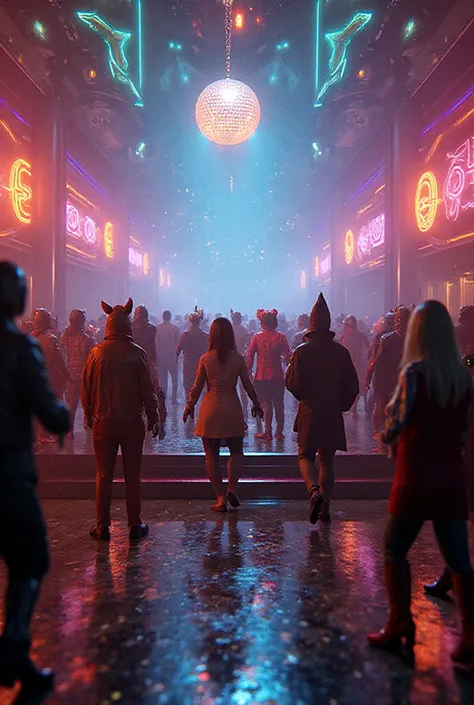 Halloween party dressed up on a disco stage!