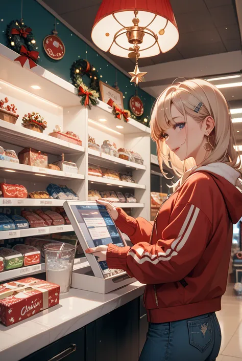 background only　Christmas store interior　glittering