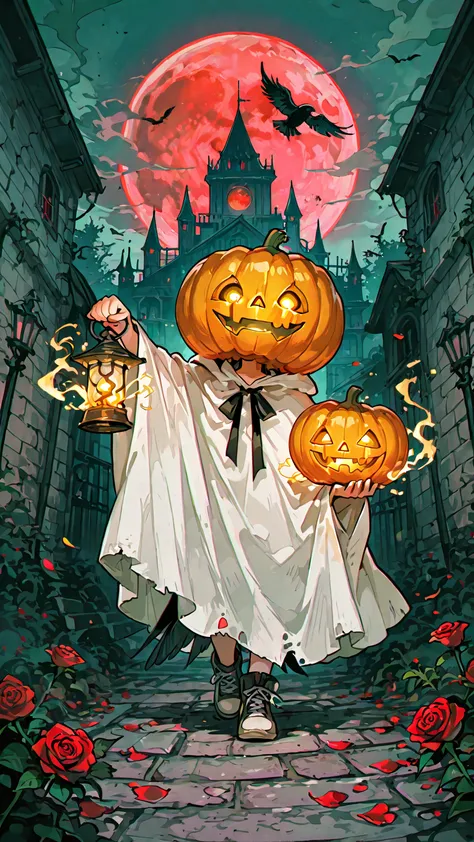 Halloween Specter, cute anime girl in ghost costume, 9:16,
Adorable child in DIY white sheet ghost costume — cut-out eyes glowi...