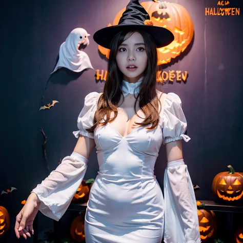 ((Highest Quality、high definition、8K image、masterpiece、live-action:1.3))(Halloween Ghost:1.5))