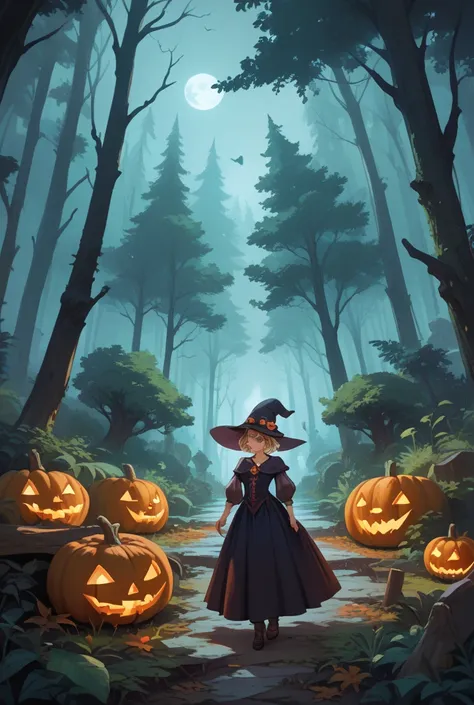 A very small girl's Halloween adventure. The little girl, who was a witch, wandered into a dark forest and couldn't find her way...