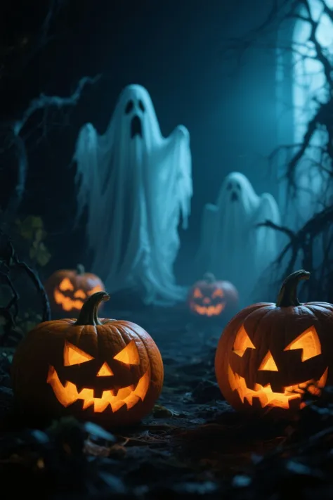 Halloweenの亡霊、Halloween、 pumpkin、jack-o-lantern、