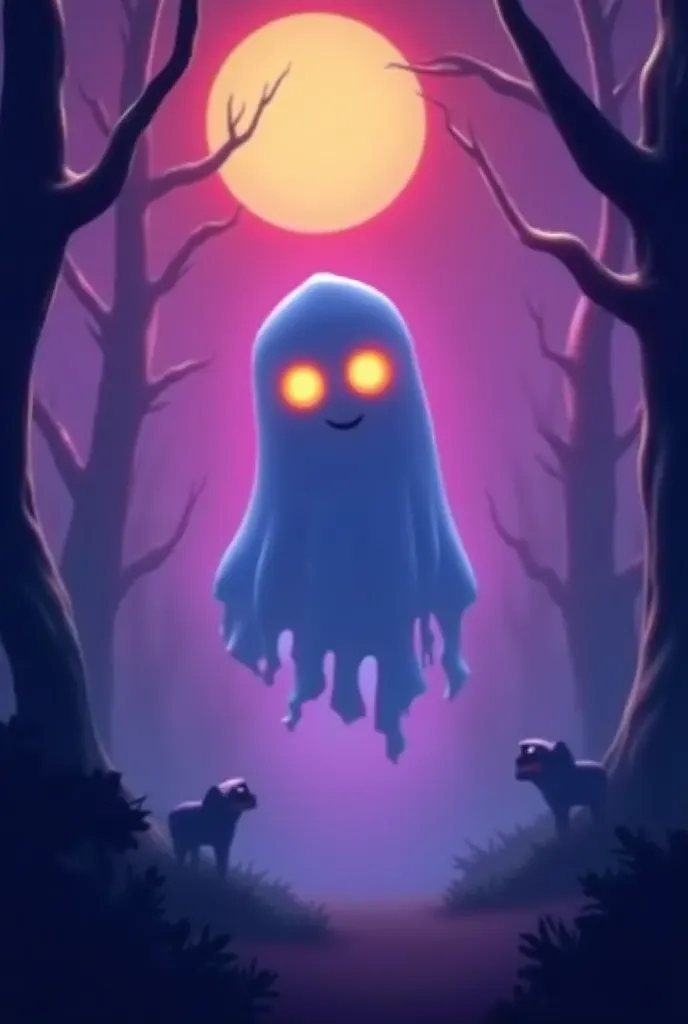 ghostly Halloween ghost with an ethereal and changing shape, modern Cartoon Network animation style, angular and geometric lines...