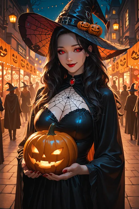 high quality, masterpieces, ultra-detailed, 1 female, long dark hair, Smooth Hair, red eyes, Fascinating look, beautiful face, p...