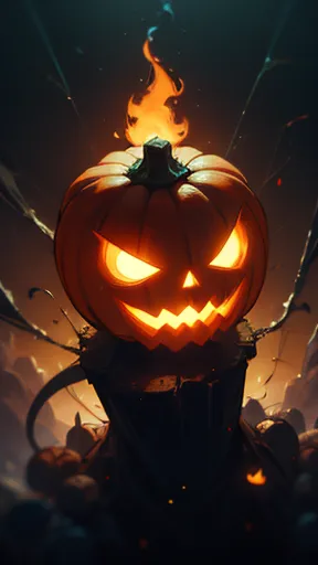 (masterpiece, Highest Quality, super detailed, anime style, cinematic lighting, shallow depth of field),
A ghostly pumpkin float...
