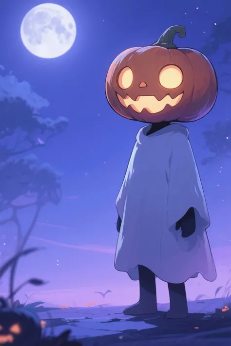 Pumpkin-headed ghost、cute anime、