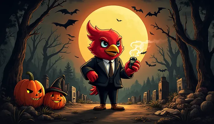 Image Generation Prompt for PLUME (RWA Halloween):
"Um poster de Halloween vintage/cartoon in the 1930s style, with warm and sat...