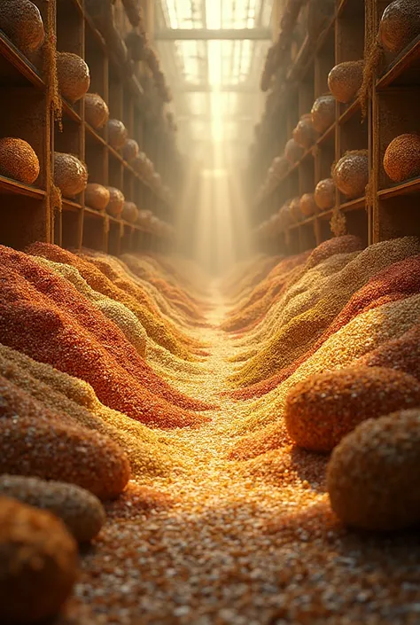 a l'interieure et remplis par les grains