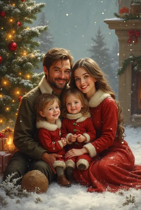 Make a Christmas-themed family photo