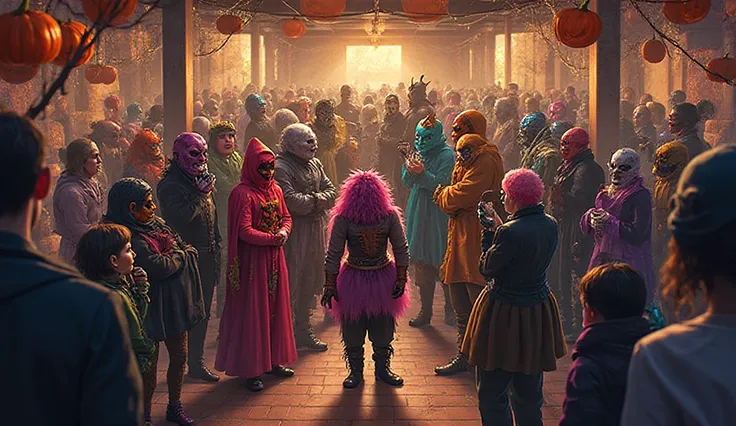 People in costumes at a Halloween party