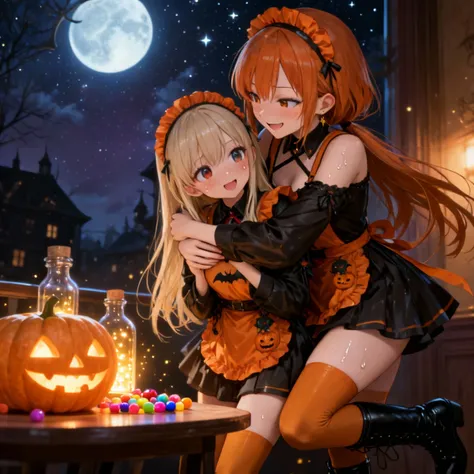 The scene where the older sister playfully hugs her younger sister from behind.
The girl in the first image is the older sister...