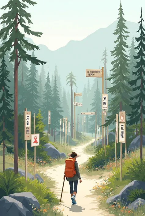 kindly make it more simple like a vertical model wayfinding for direction when trekking