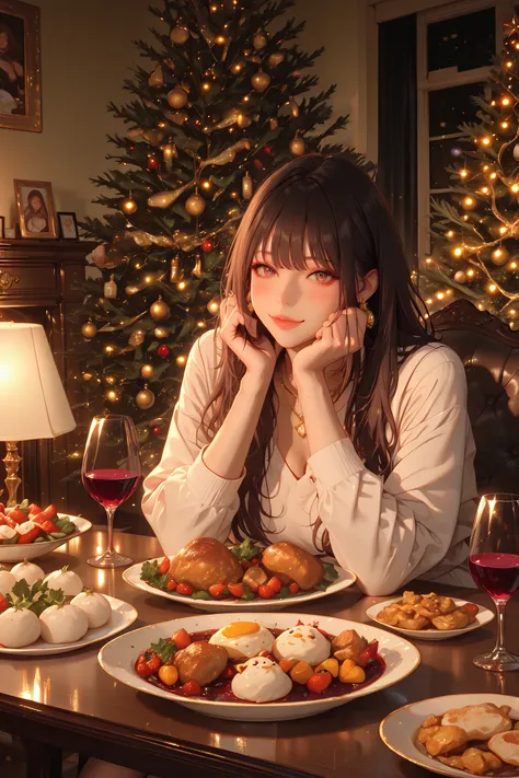 best quality,masterpiece, ultra HD, realistic, raw photo, real person, portrait photography, photo realistic,Wine Night,Christma...