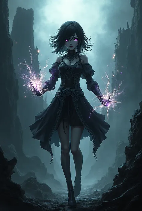 Anime Girl with wicked powers in darksouls scenary