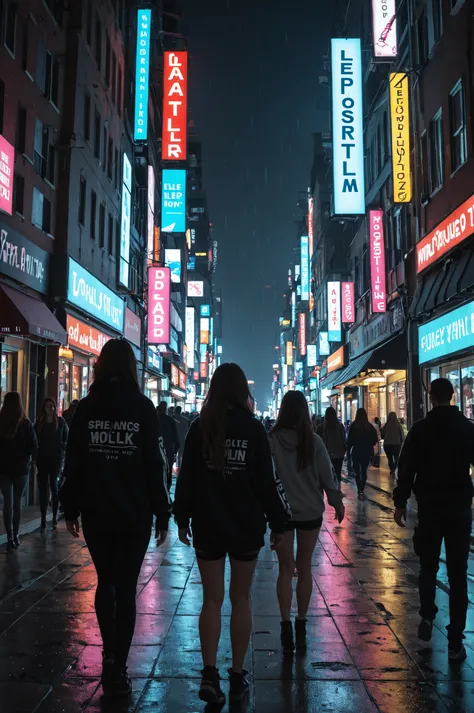ultra-wide-angle drone shot, night view of a cyberpunk city in the near future, [blade runner-style skyscrapers], floating in th...