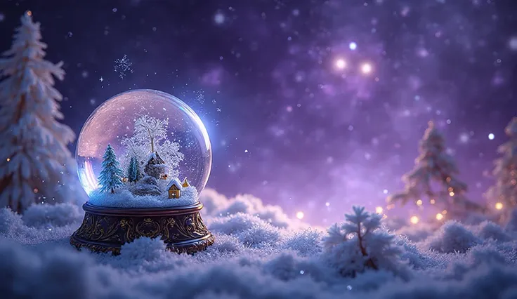 snow globe to put on the left、左側に置く、Purple、starry sky、fantastic