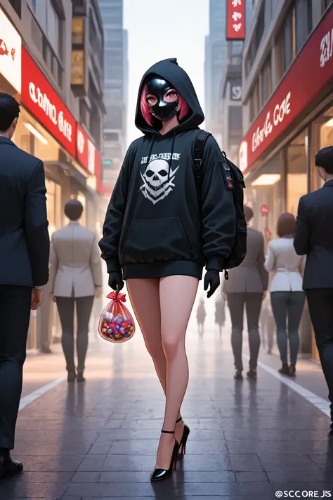 A digital painting in the style of ck-js,SCI_FACTOR_CORE,detailed,highres,HD,HQ,16K,candy,candy thieves,thieves,bag,candy,holdin...