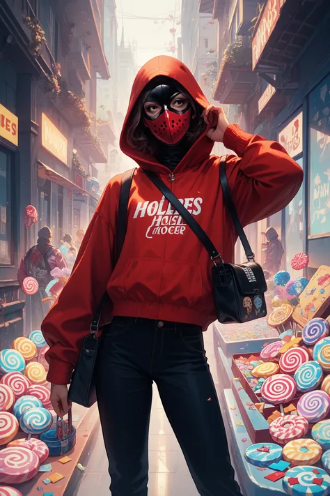 Candy Heist, Candy Heist, colorful candies, bag full of candy, Masked robber