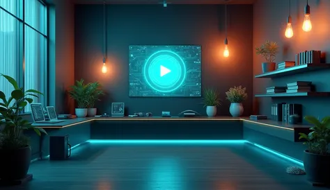 Create a cinematic 3D-rendered studio scene for the faceless educational YouTube channel GrowDecode, combining a natural dayligh...