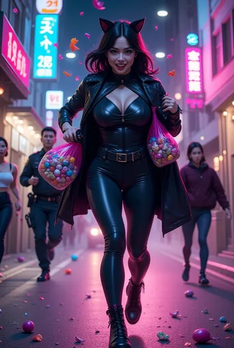 masterpiece, best quality, ultra-detailed, photorealistic, 8k resolution,
A young woman in a playful black cat burglar outfit —...