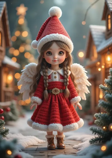 cute angel girl、 Fairyland 、Santa Claus cosplay 、Red and white triangle hat、cute little girl in Santa Claus costume、Cute and att...