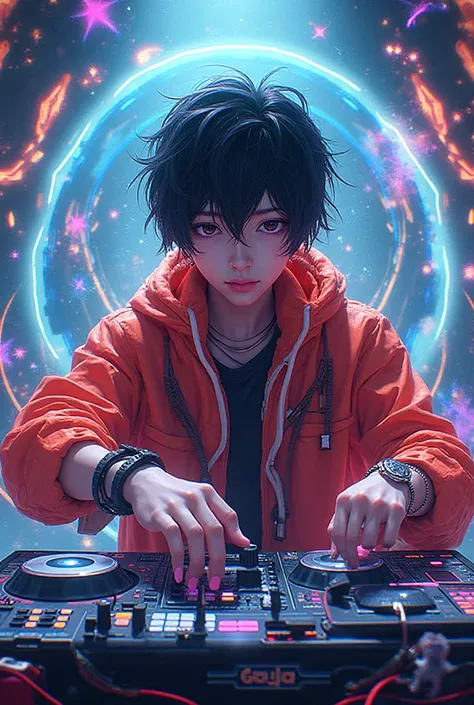 Image of a DJ with the photo of Gojo 