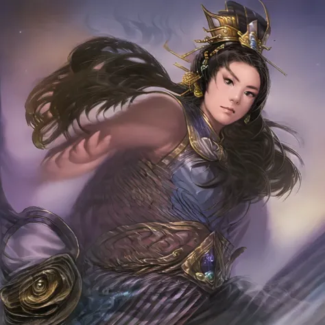 Highest Quality, masterpiece, ultra high definition, Zhang Liao, Feminization, Three Kingdoms 14 Style, Nagano Tsuyoshi style, 黒...