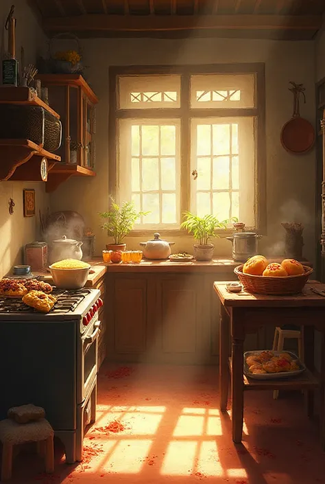 scene composition and detailed description：

perspective与Light：

perspective： 一个稍微俯视的perspective，as if we were standing in front...