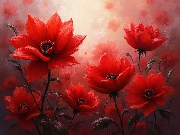 
impressionism flowers red