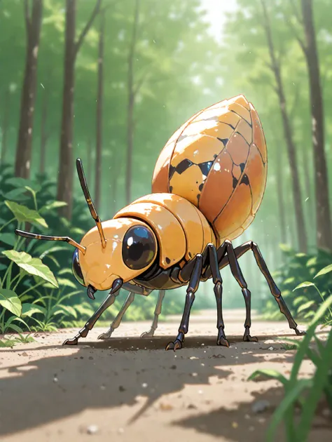 A cute girl fighting a big insect ant、masterpiece, Highest Quality, great quality, very aesthetic, absurd,depth of field, 