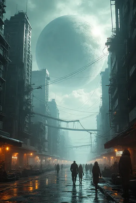 The last city on a forgotten planet, a small community surviving beneath a massive dome structure, suspension bridges and cables...