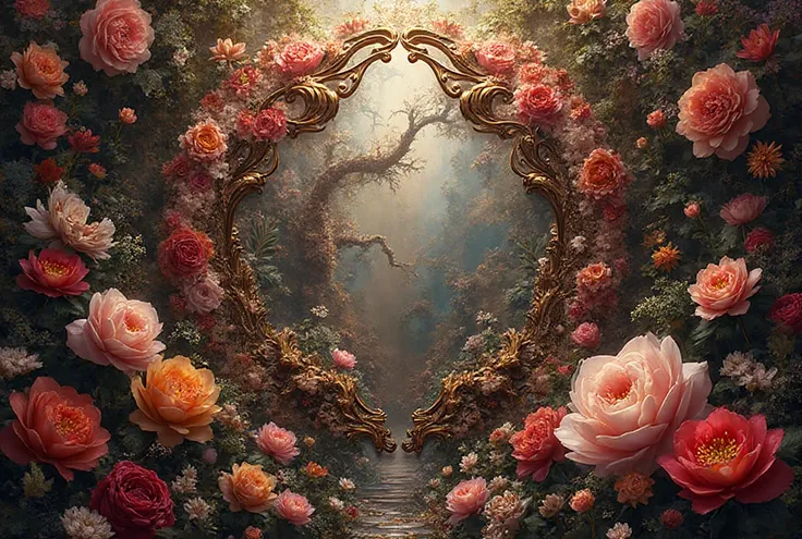 floral designs background, ornate floral patterns, lush foliage, vibrant blooms, decorative motifs, elegant botanical arrangemen...