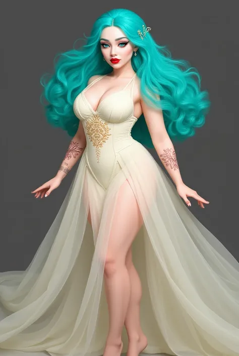 Full body portrait of a highly curvaceous and toned woman (0.9) in a dynamic, expressive pose, weight slightly shifted to one hi...